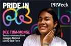 Pride in PR logo with headshot of Dee Tum-Monge