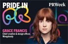 Pride in PR logo with headshot of Grace Francis
