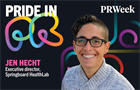 Pride in PR logo with headshot of Jen Hecht
