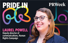 Pride in PR logo with headshot of Laurel Powell
