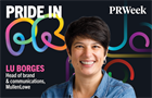 Pride in PR logo with headshot of Lu Borges